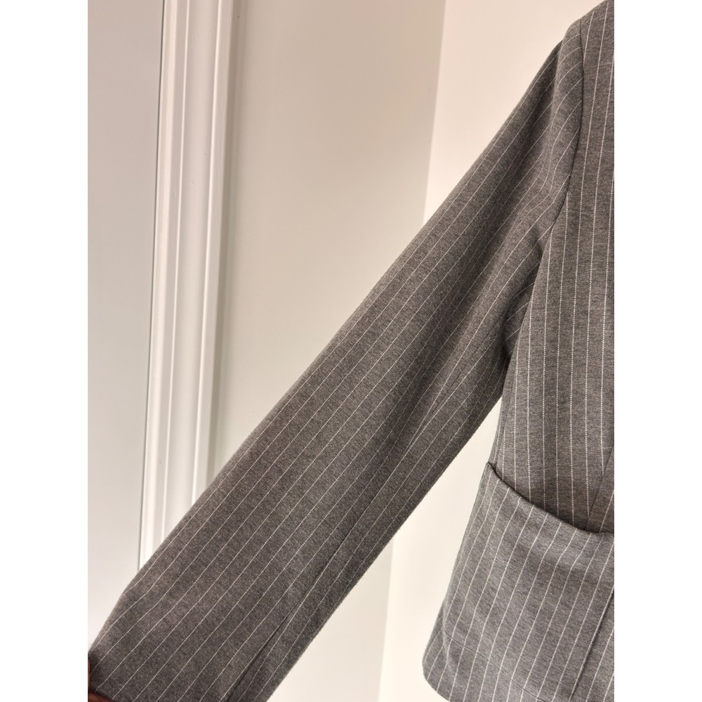 Banana Republic Pinstripe Knit Blazer Women's Gray White Office Career Preppy 12 - Picture 7 of 12